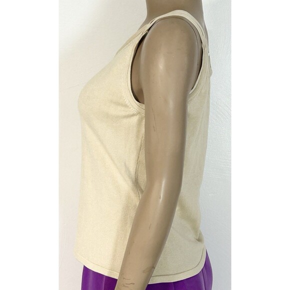 Vintage Talbots Tank Top Cami Small Beige Ivory Knit Silk Sleeveless - Picture 2 of 6